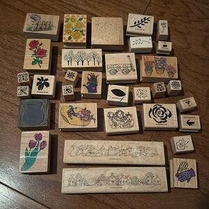 ***SOLD***Gardening, floral, nature Rubber stamps Bundle of 32